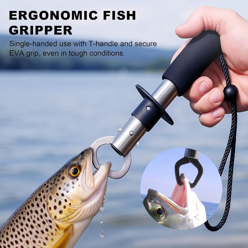 Bombrooster Fishing Tool Kit - 4PCS Landing Net, Pliers, Fish Gripper and Hook Remover - Kayak and Boat Fishing Gear for Freshwater or Saltwater - Image 4